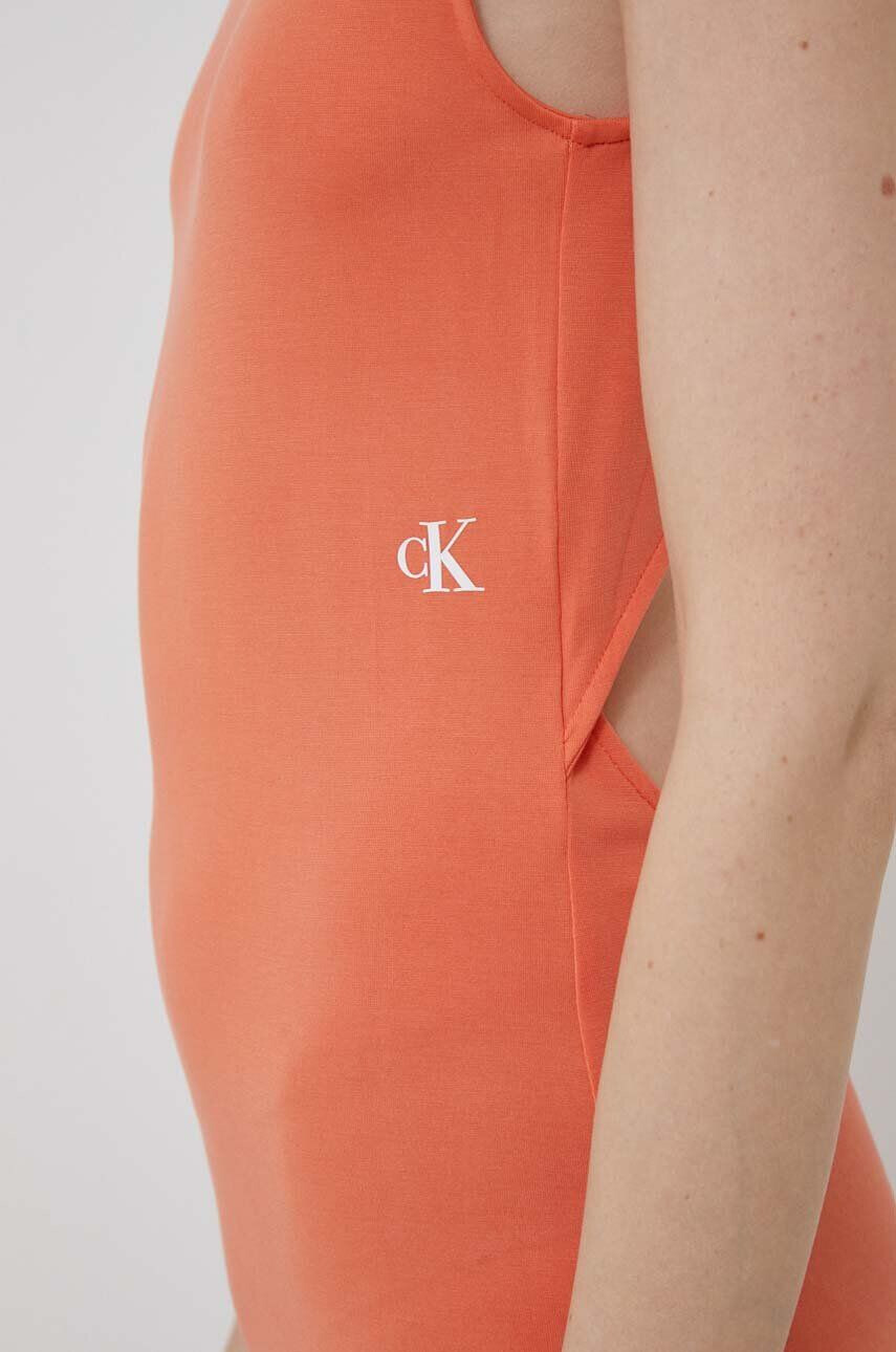 Calvin Klein Jeans Šaty oranžová farba midi priliehavá - Pepit.sk