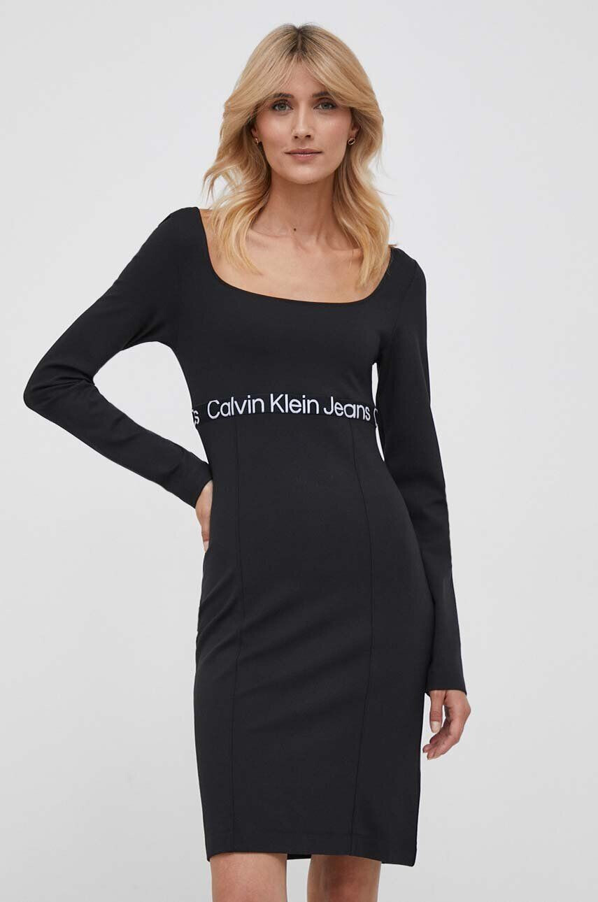 Calvin Klein Jeans Šaty čierna farba mini priliehavá - Pepit.sk