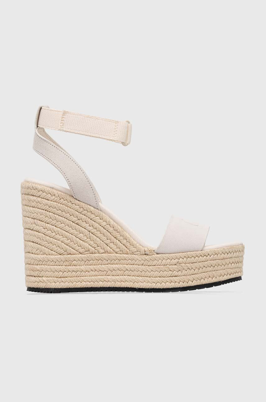 Calvin Klein Jeans Semišové sandále WEDGE SANDAL SU CON dámske béžová farba na platforme YW0YW01026 - Pepit.sk