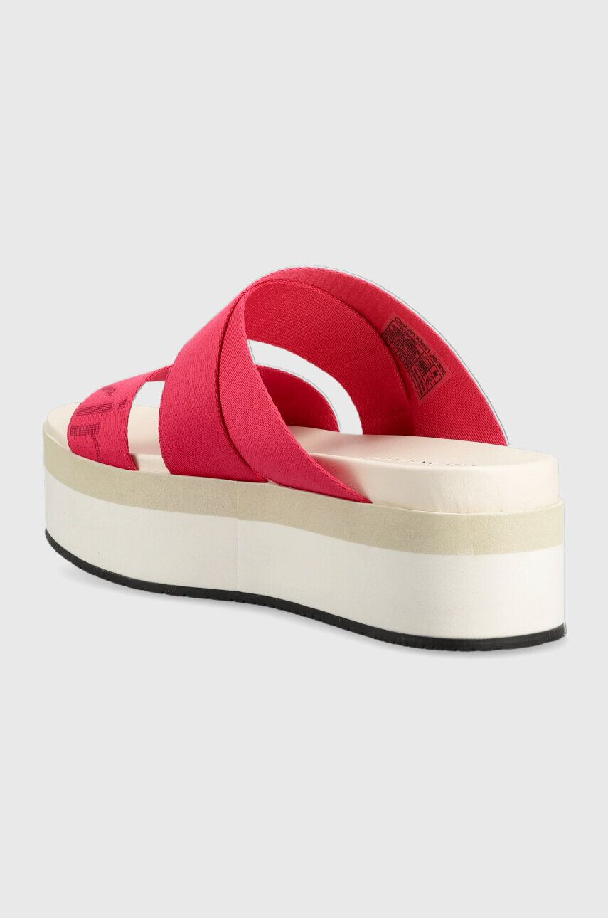 Calvin Klein Jeans Šľapky FLATFORM SANDAL WEBBING dámske ružová farba na platforme YW0YW00966 - Pepit.sk