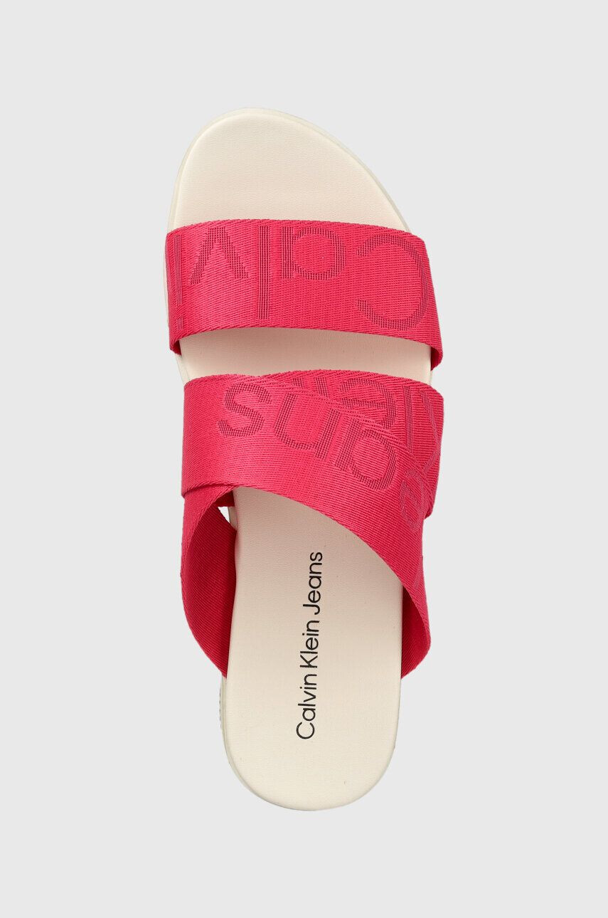 Calvin Klein Jeans Šľapky FLATFORM SANDAL WEBBING dámske ružová farba na platforme YW0YW00966 - Pepit.sk