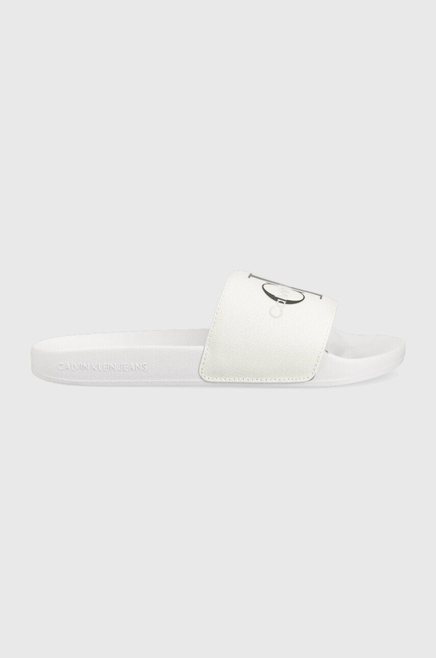 Calvin Klein Jeans Šľapky SLIDE MONOGRAM CO dámske biela farba YW0YW00103 - Pepit.sk