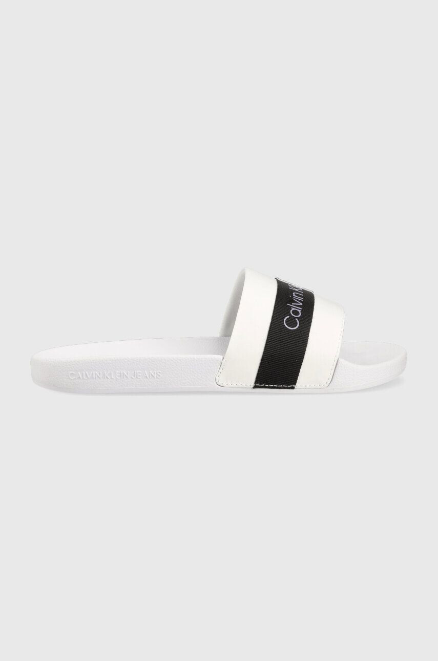 Calvin Klein Jeans Šľapky SLIDE PRINTED LOGO W dámske biela farba YW0YW01244 - Pepit.sk