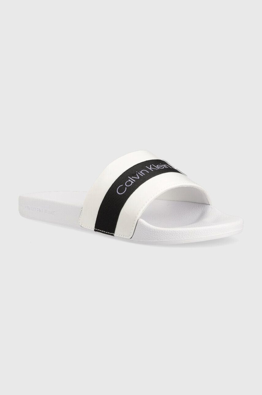 Calvin Klein Jeans Šľapky SLIDE PRINTED LOGO W dámske biela farba YW0YW01244 - Pepit.sk