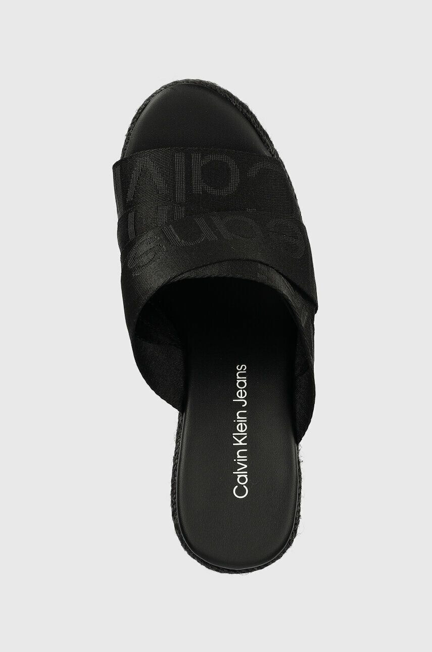 Calvin Klein Jeans Šľapky WEDGE SANDAL WEBBING dámske čierna farba na kline YW0YW00961 - Pepit.sk