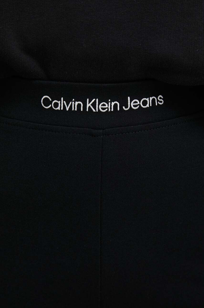 Calvin Klein Jeans Šortky dámske čierna farba jednofarebné vysoký pás - Pepit.sk