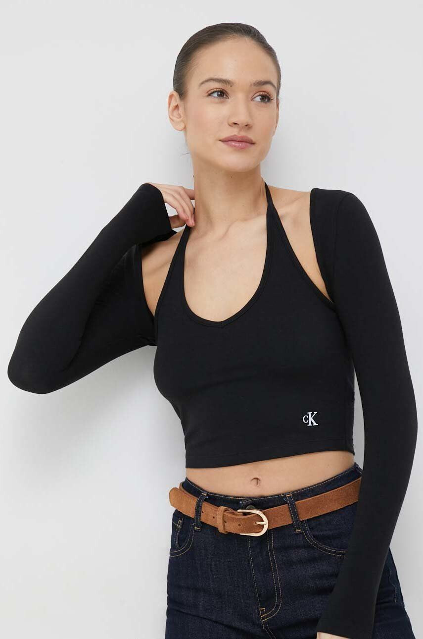 Calvin Klein Jeans Top dámsky čierna farba - Pepit.sk