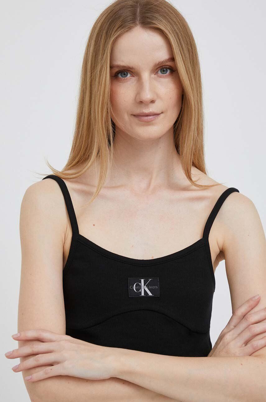 Calvin Klein Jeans Top dámsky čierna farba - Pepit.sk