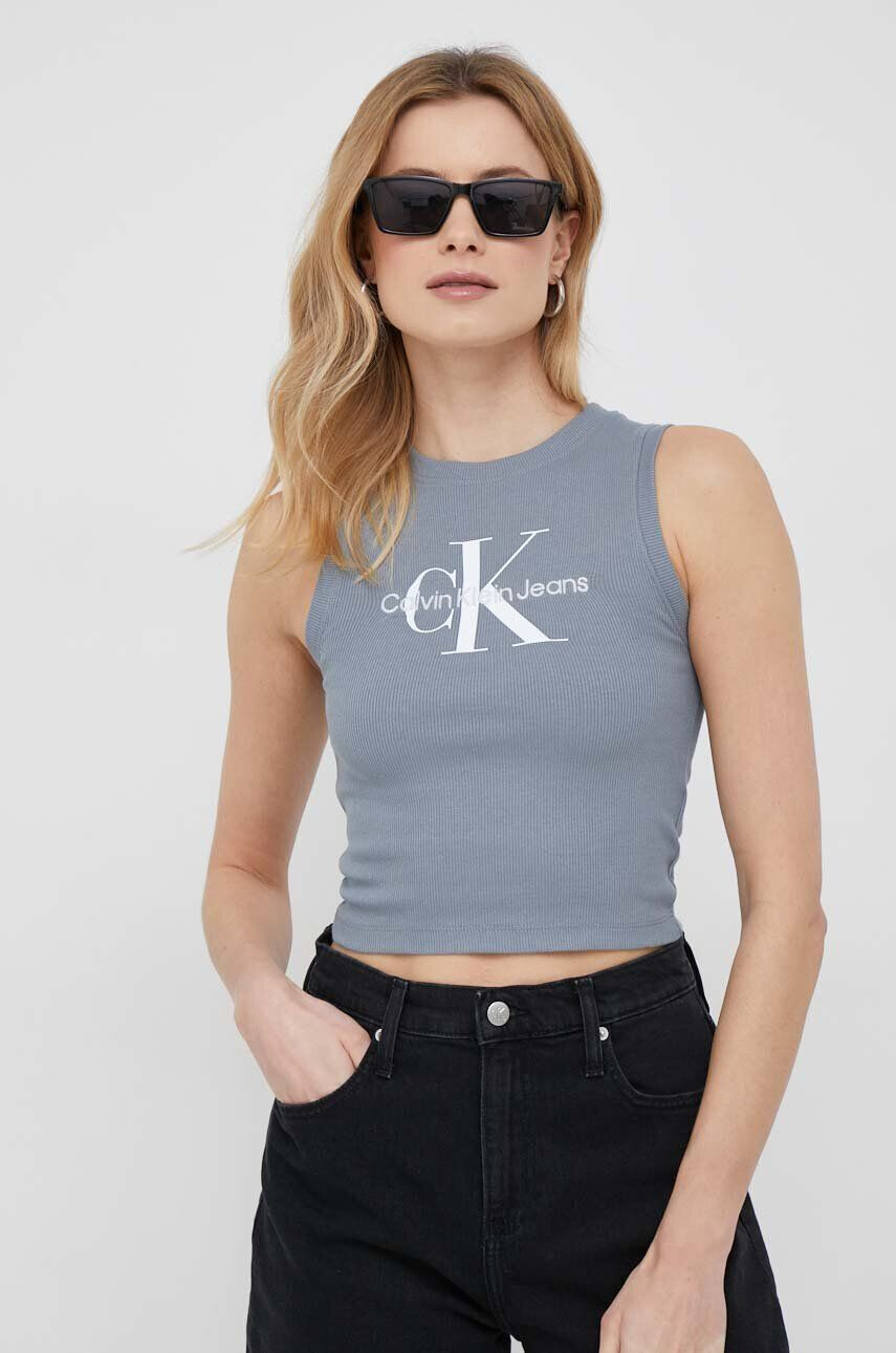 Calvin Klein Jeans Top dámsky šedá farba - Pepit.sk