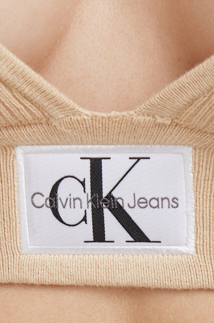 Calvin Klein Jeans Top dámsky béžová farba - Pepit.sk