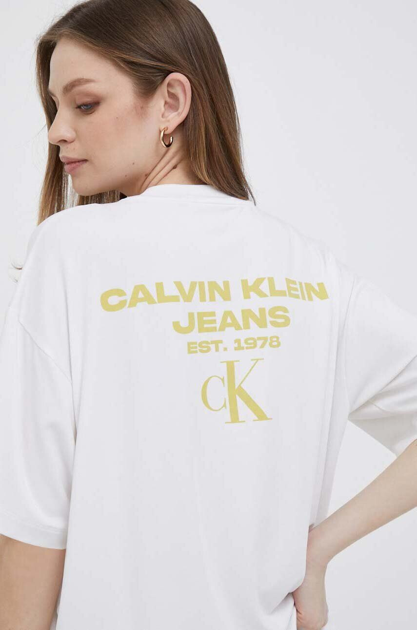 Calvin Klein Jeans Tričko dámsky biela farba - Pepit.sk