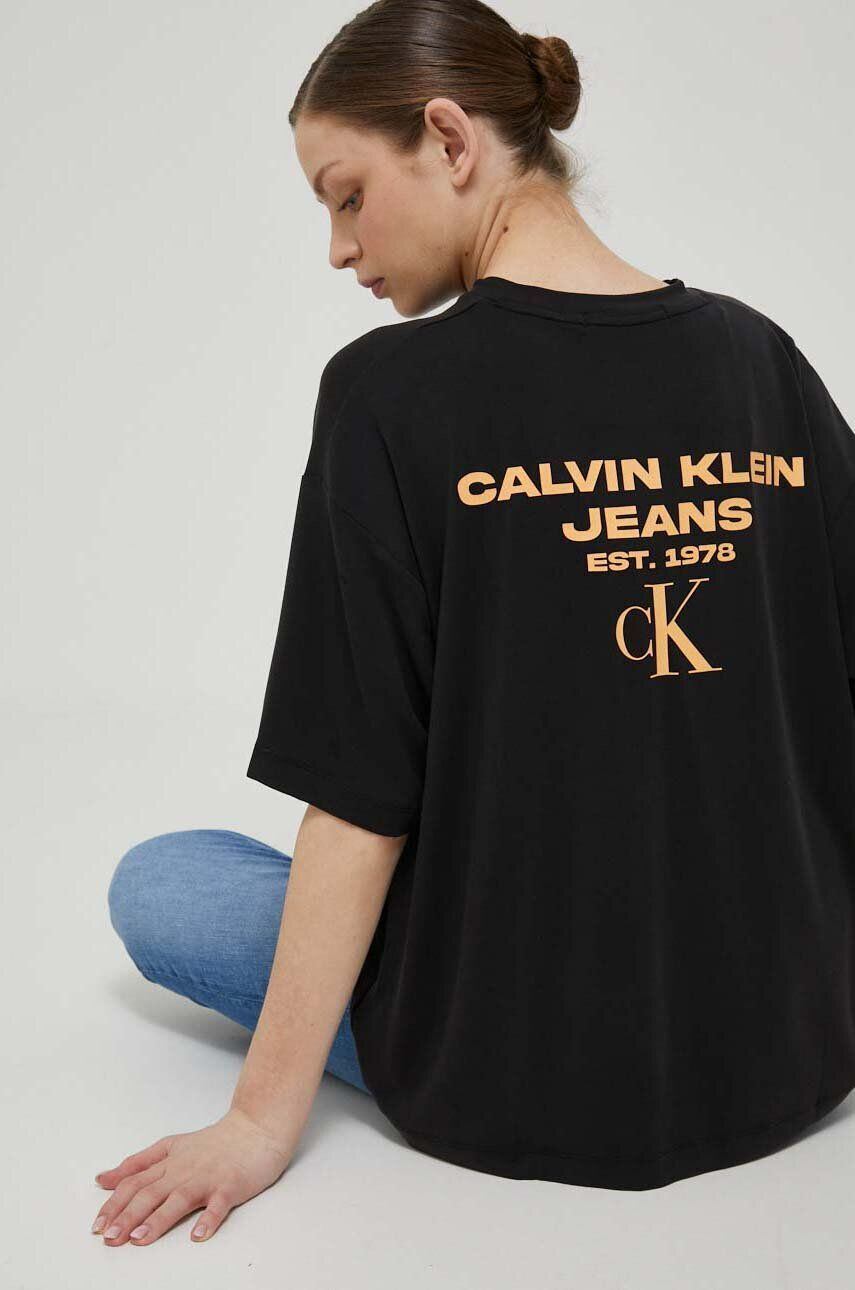 Calvin Klein Jeans Tričko dámsky čierna farba - Pepit.sk