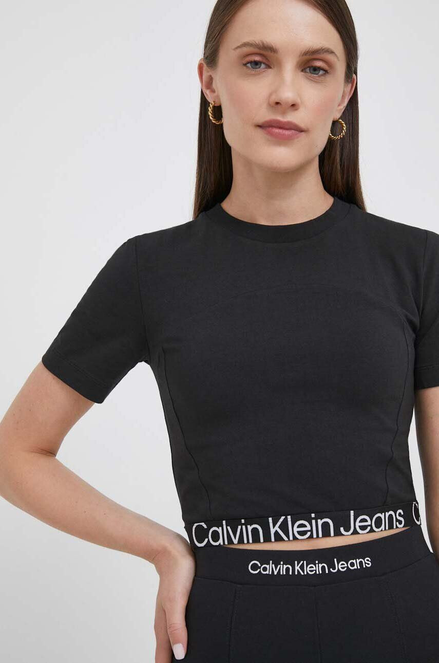 Calvin Klein Jeans Tričko dámsky čierna farba - Pepit.sk