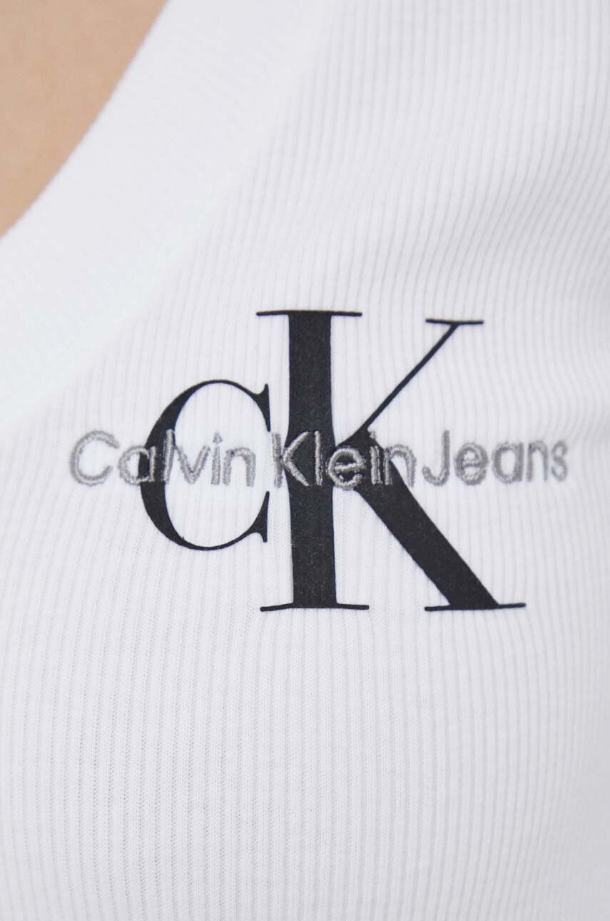 Calvin Klein Jeans Tričko s dlhým rukávom dámsky biela farba - Pepit.sk