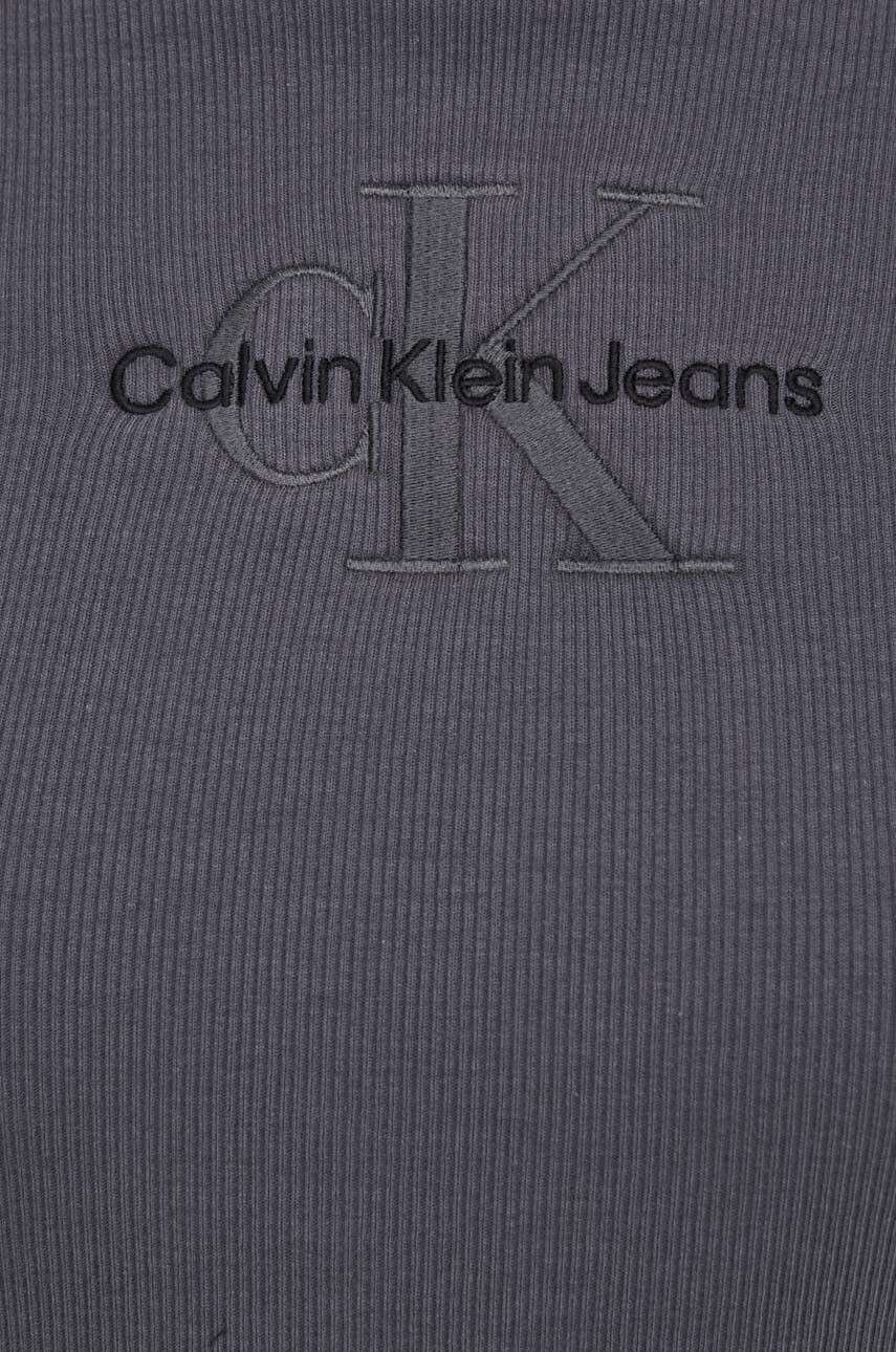 Calvin Klein Jeans Tričko s dlhým rukávom dámsky šedá farba - Pepit.sk