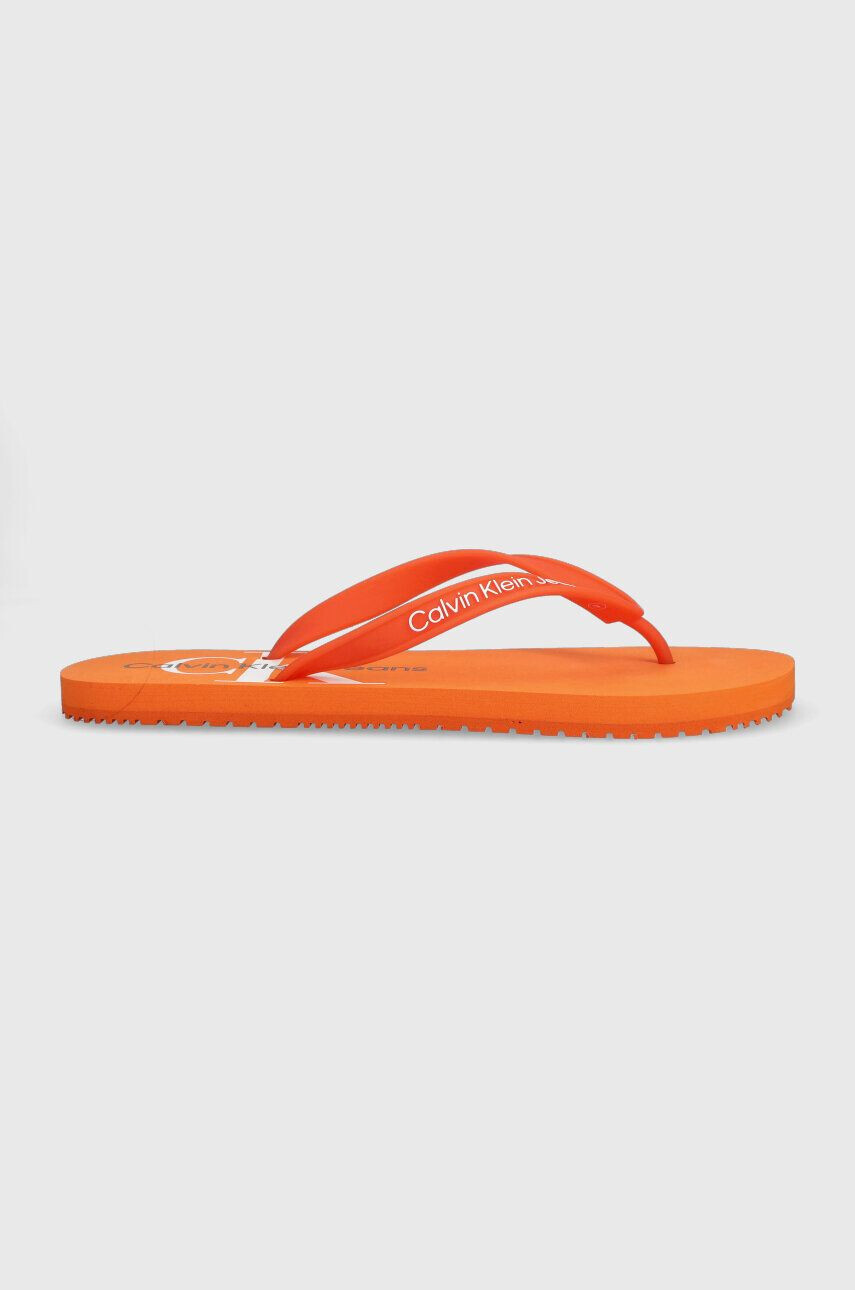 Calvin Klein Jeans Žabky BEACH SANDAL MONOGRAM TPU pánske oranžová farba - Pepit.sk