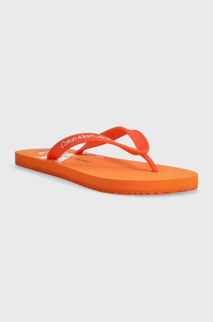 Calvin Klein Jeans Žabky BEACH SANDAL MONOGRAM TPU pánske oranžová farba - Pepit.sk