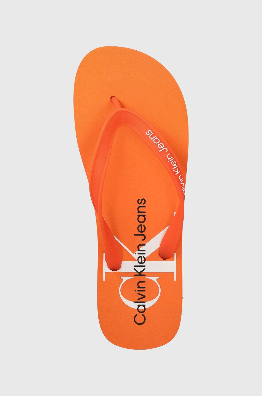 Calvin Klein Jeans Žabky BEACH SANDAL MONOGRAM TPU pánske oranžová farba - Pepit.sk