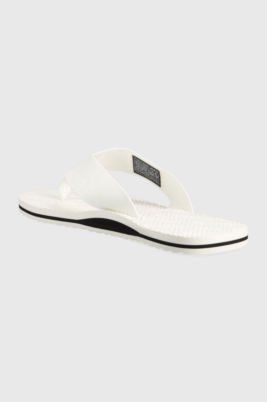 Calvin Klein Jeans Žabky BEACH SANDAL WOVEN PATCH pánske biela farba - Pepit.sk