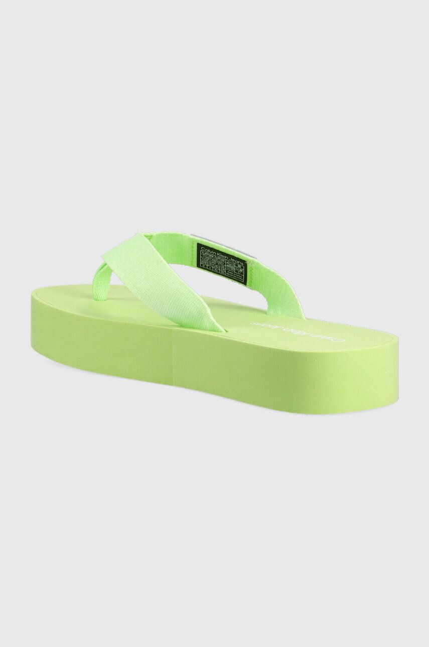 Calvin Klein Jeans Žabky FLATFORM FLIPFLOP dámske zelená farba na platforme YW0YW00993 - Pepit.sk