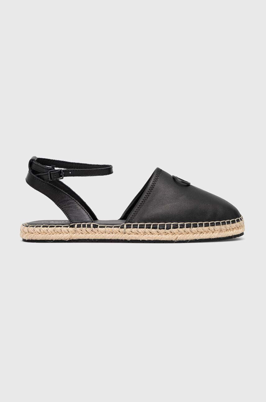 Calvin Klein Kožené espadrilky ESPADRILLE HYBRID W/HW čierna farba HW0HW01459 - Pepit.sk