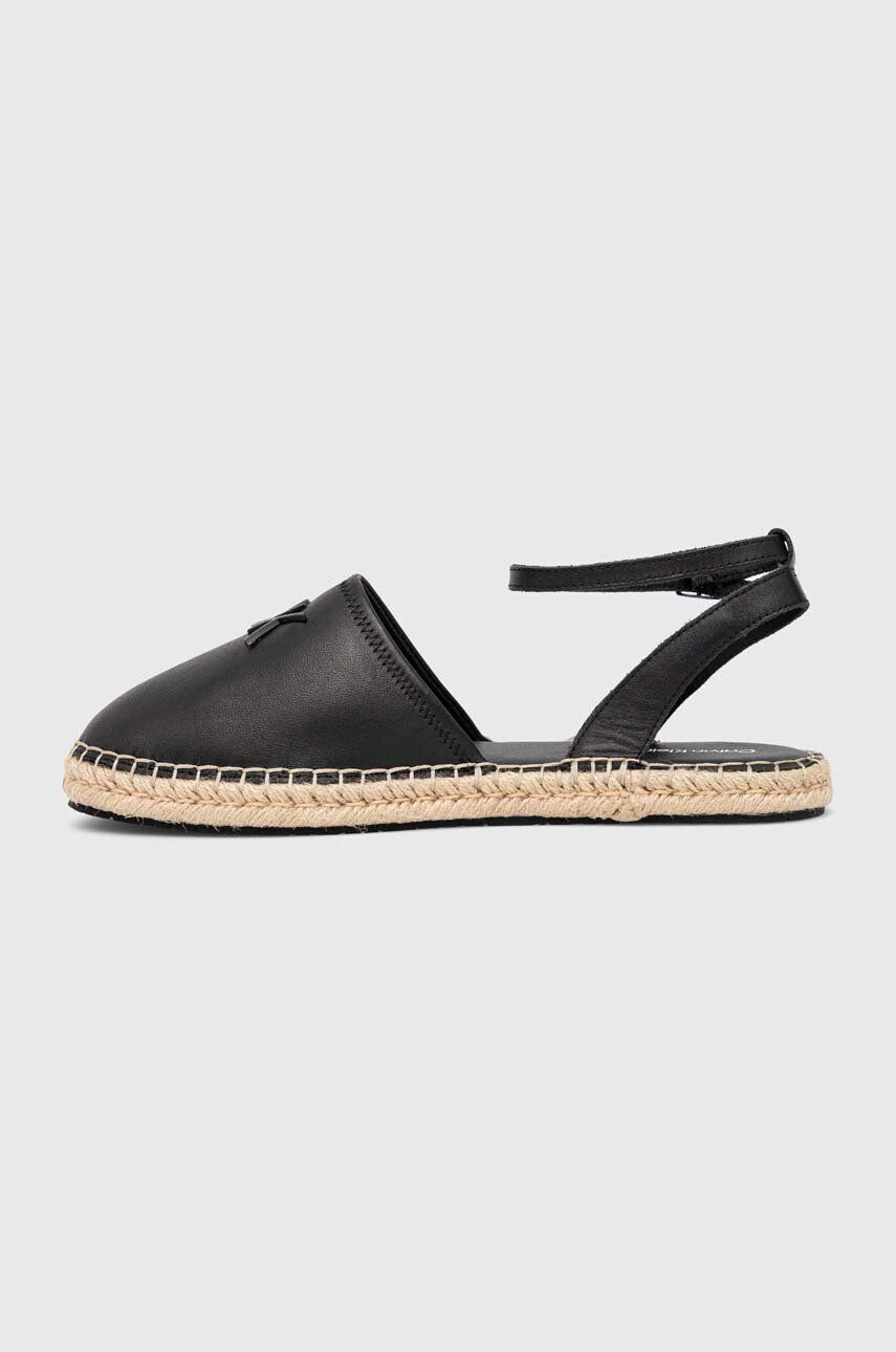 Calvin Klein Kožené espadrilky ESPADRILLE HYBRID W/HW čierna farba HW0HW01459 - Pepit.sk