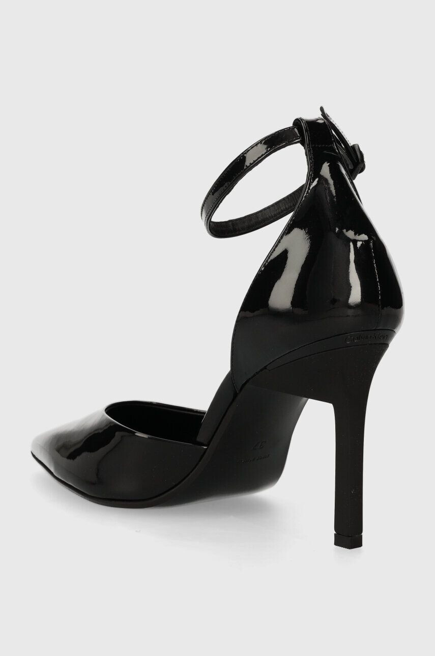 Calvin Klein Kožené ihličky GEO STIL PUMP W ANKL STRP 90-PAT čierna farba HW0HW01826 - Pepit.sk