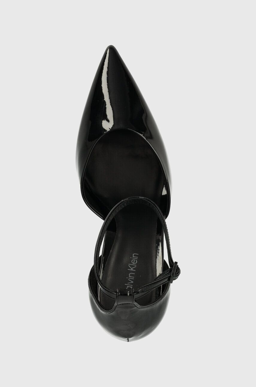 Calvin Klein Kožené ihličky GEO STIL PUMP W ANKL STRP 90-PAT čierna farba HW0HW01826 - Pepit.sk