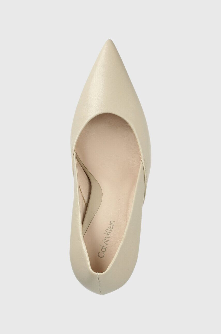 Calvin Klein Kožené ihličky GEO STILETTO PUMP 90 béžová farba HW0HW01769 - Pepit.sk