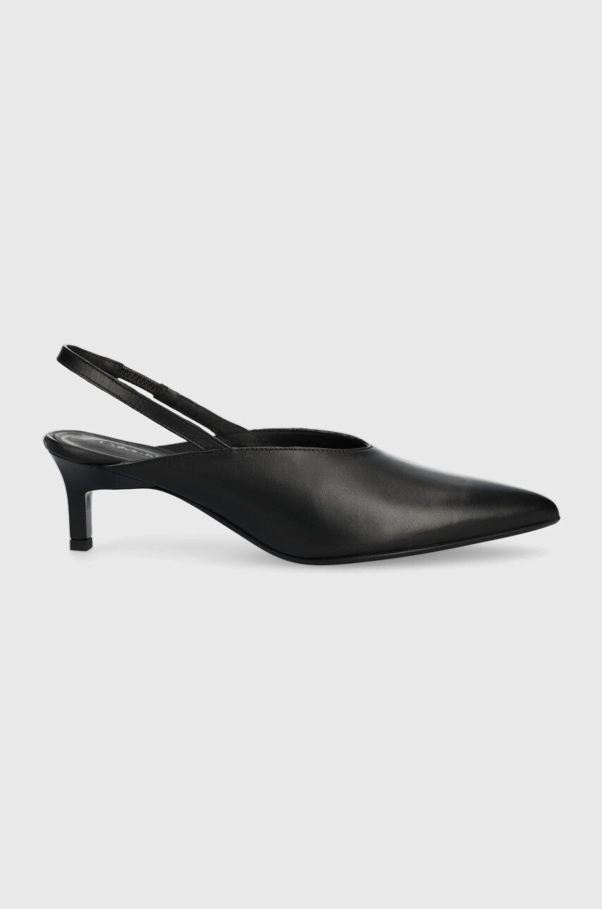 Calvin Klein Kožené ihličky HW0HW01345 GEO STIL SLINGBACK PUMP 50 čierna farba s otvorenou pätou - Pepit.sk