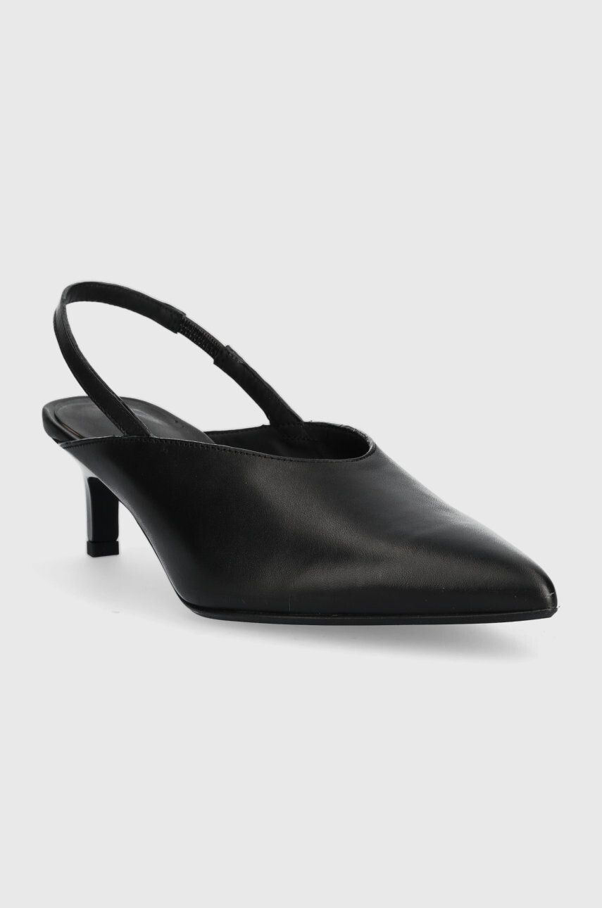 Calvin Klein Kožené ihličky HW0HW01345 GEO STIL SLINGBACK PUMP 50 čierna farba s otvorenou pätou - Pepit.sk