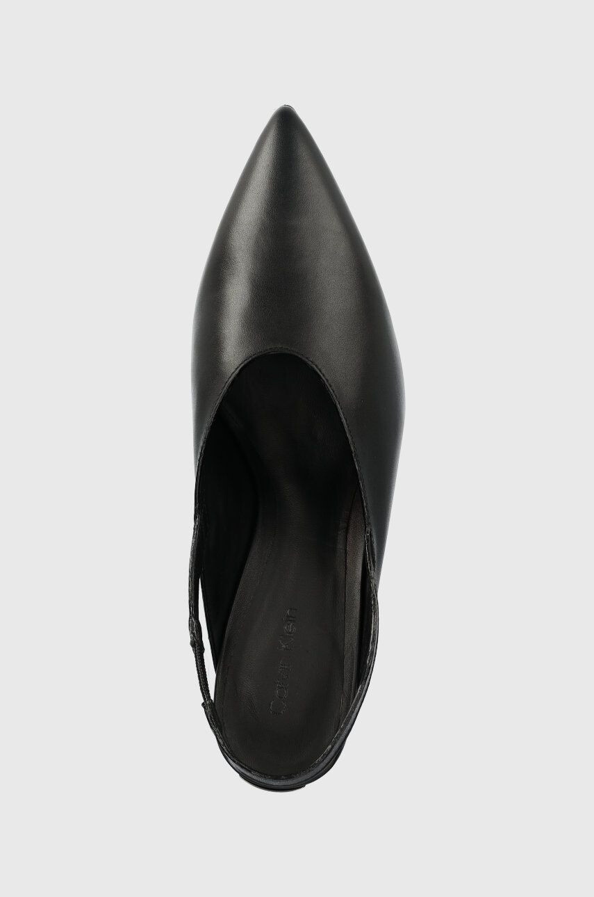 Calvin Klein Kožené ihličky HW0HW01345 GEO STIL SLINGBACK PUMP 50 čierna farba s otvorenou pätou - Pepit.sk