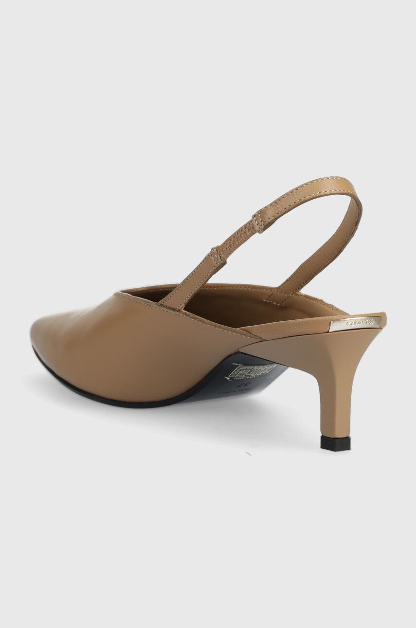 Calvin Klein Kožené ihličky HW0HW01345 GEO STIL SLINGBACK PUMP 50 béžová farba s otvorenou pätou - Pepit.sk