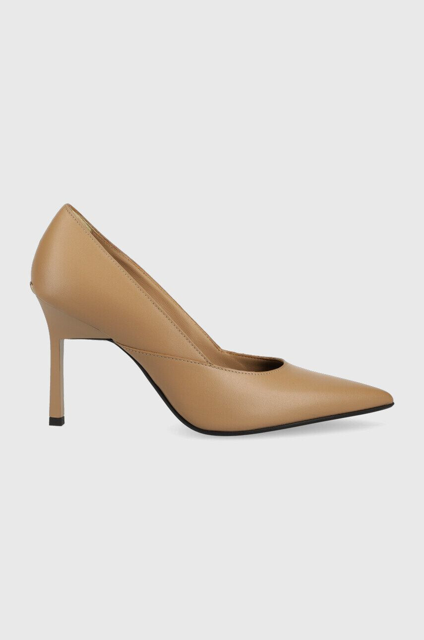 Calvin Klein Kožené ihličky HW0HW01346 GEO STILETTO PUMP 90 béžová farba - Pepit.sk