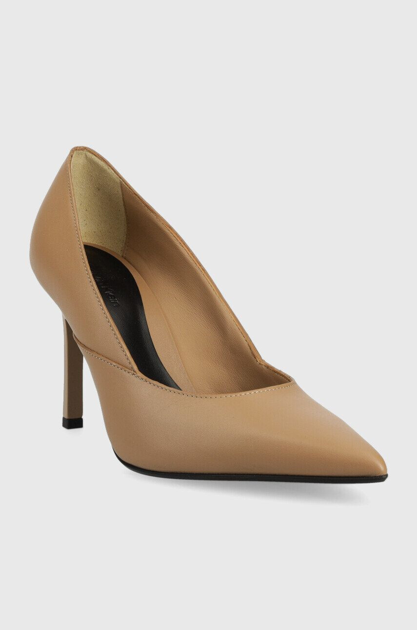 Calvin Klein Kožené ihličky HW0HW01346 GEO STILETTO PUMP 90 béžová farba - Pepit.sk