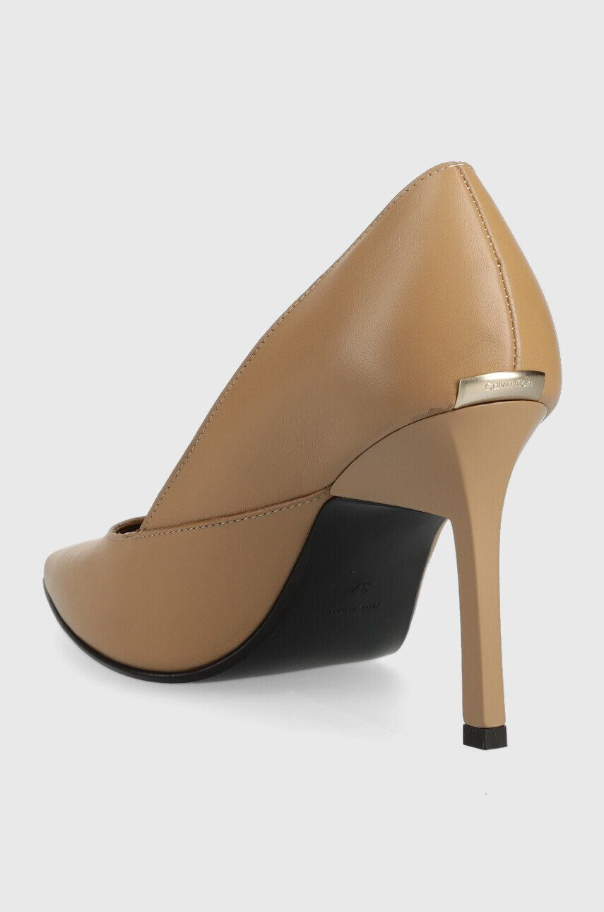 Calvin Klein Kožené ihličky HW0HW01346 GEO STILETTO PUMP 90 béžová farba - Pepit.sk