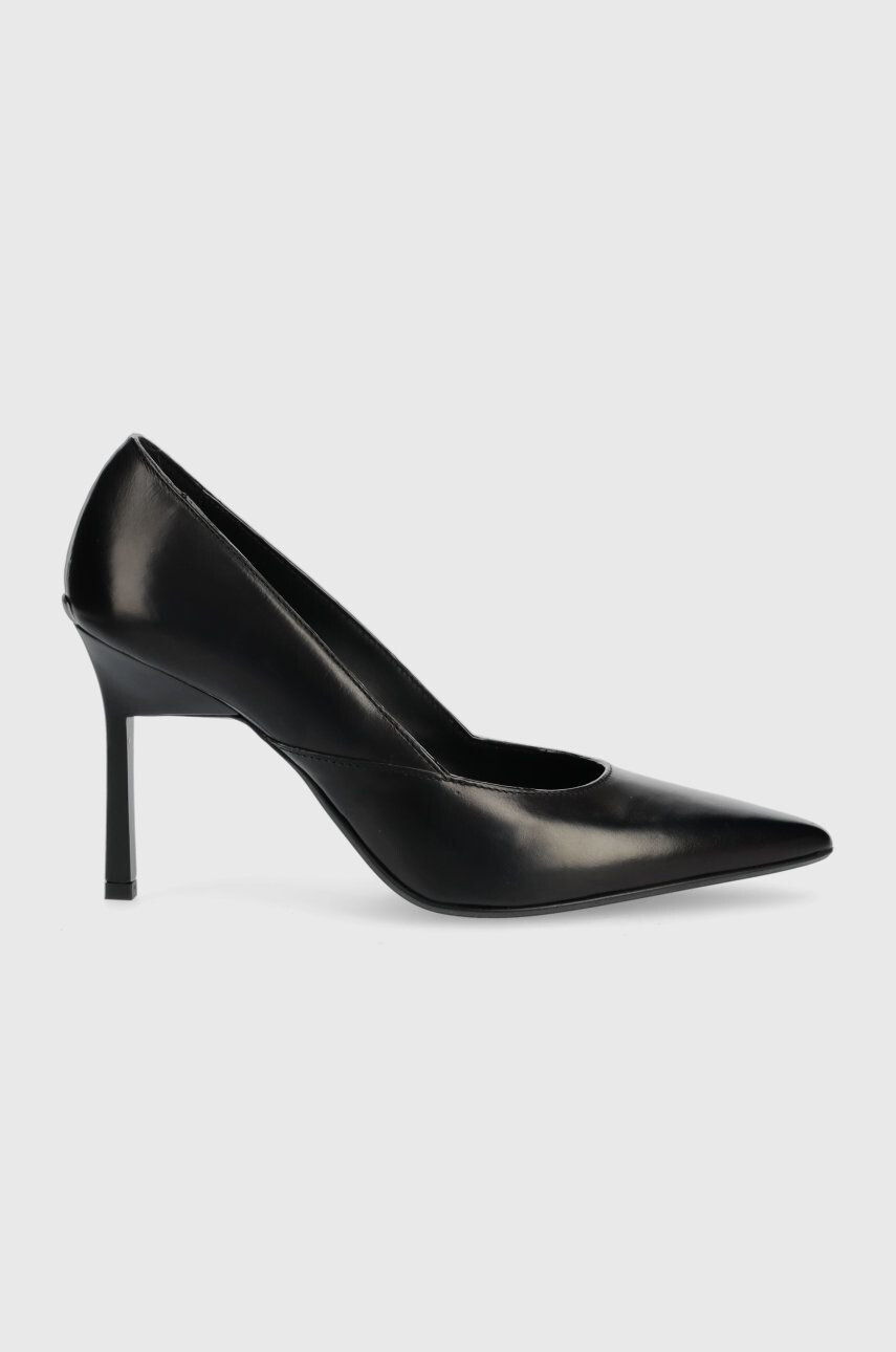 Calvin Klein Kožené ihličky HW0HW01346 GEO STILETTO PUMP 90 čierna farba - Pepit.sk