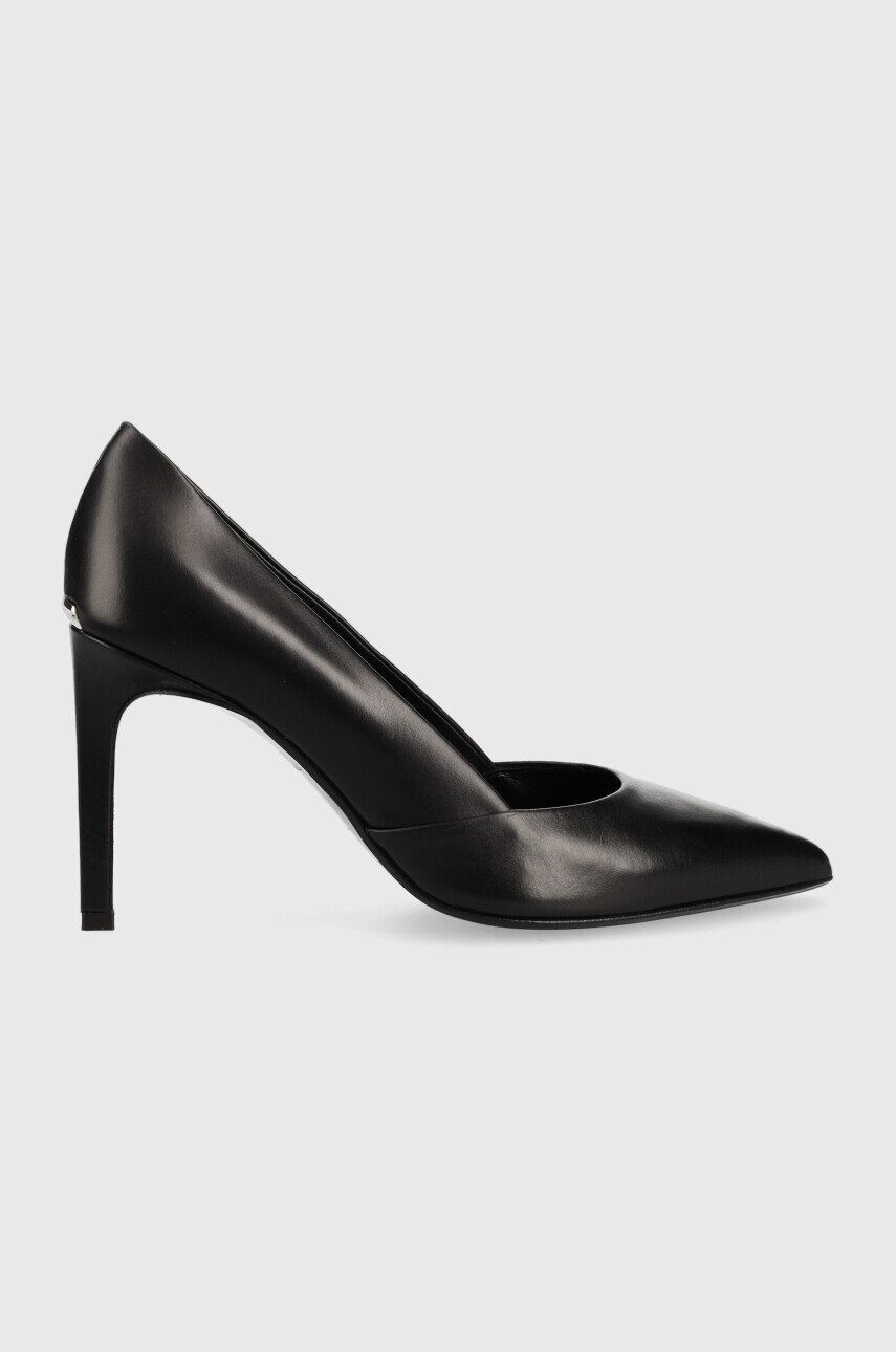 Calvin Klein Kožené ihličky Stiletto Pump 90 čierna farba - Pepit.sk