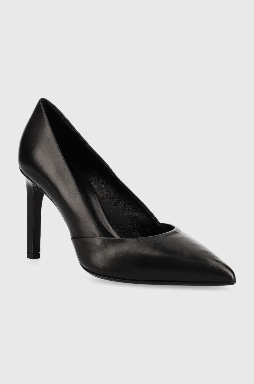 Calvin Klein Kožené ihličky Stiletto Pump 90 čierna farba - Pepit.sk