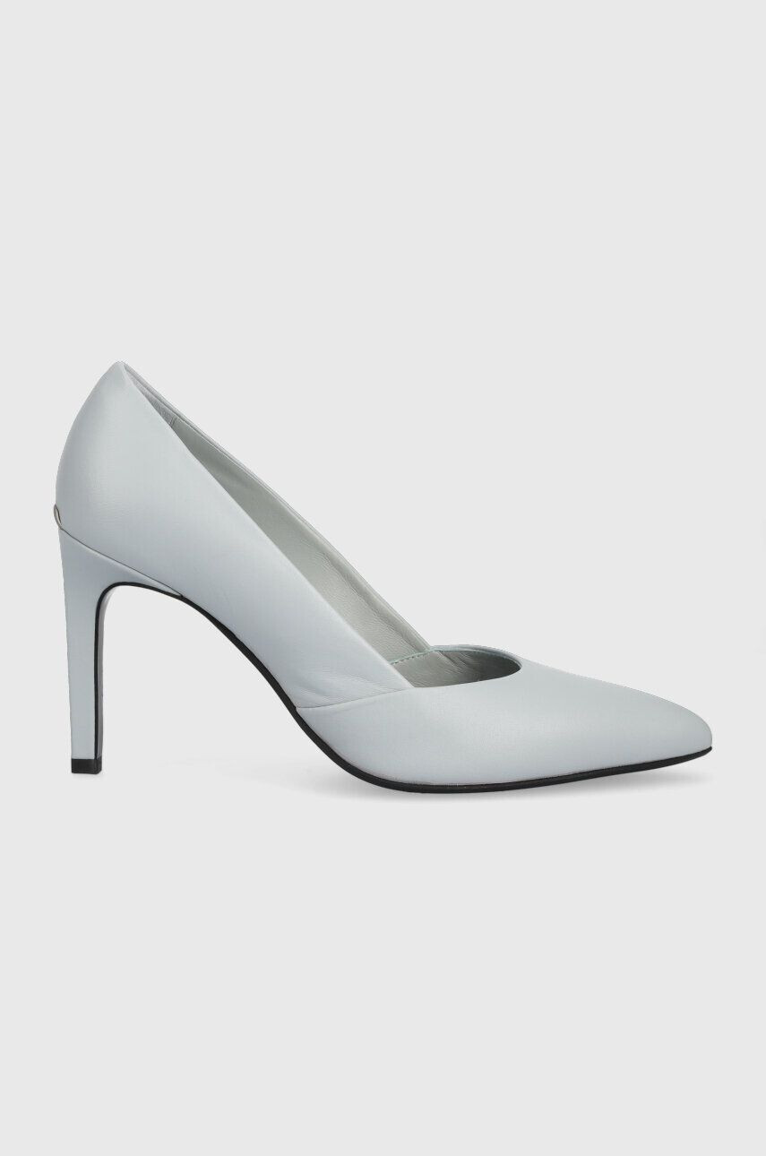 Calvin Klein Kožené ihličky Stiletto Pump 90 čierna farba - Pepit.sk