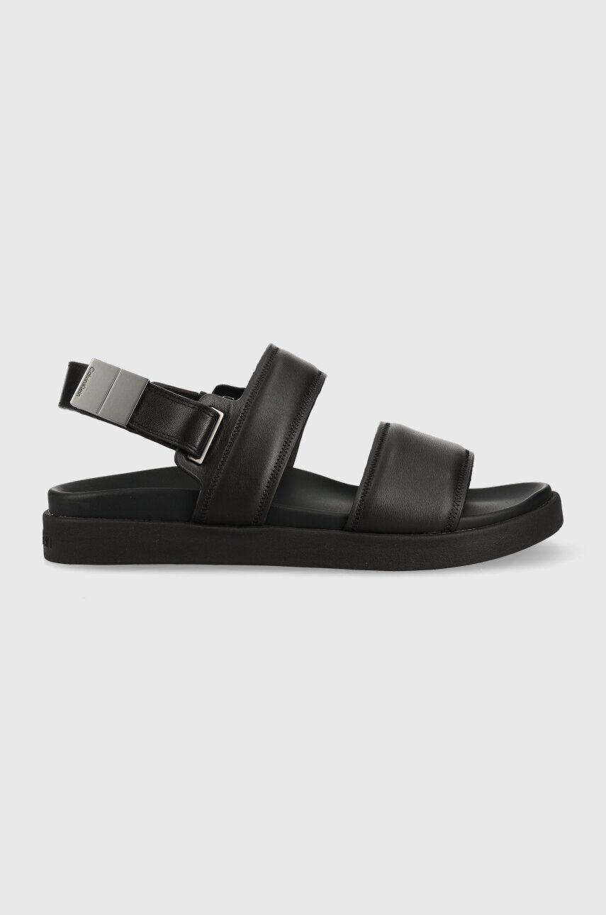 Calvin Klein Kožené sandále BACK STRAP SANDAL LTH pánske čierna farba HM0HM00946 - Pepit.sk