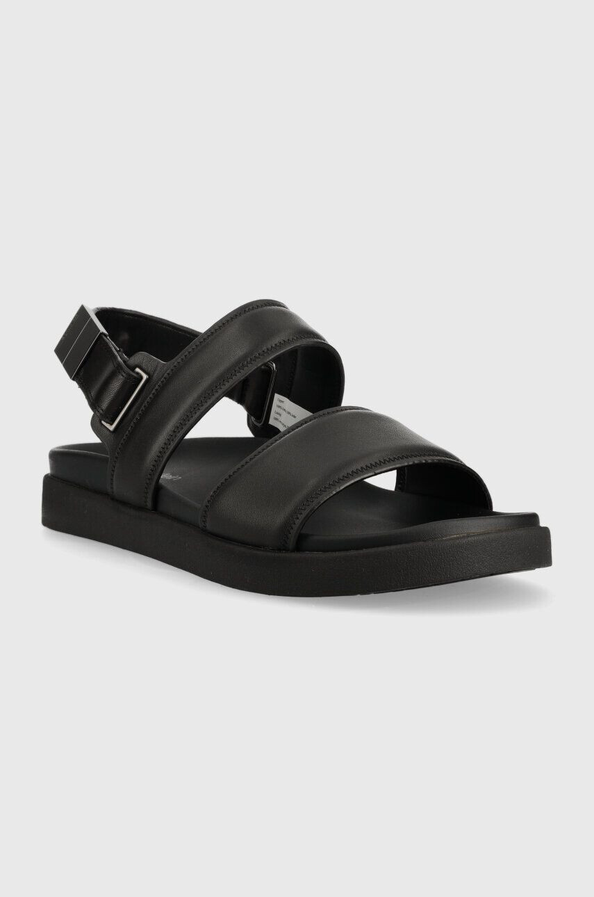 Calvin Klein Kožené sandále BACK STRAP SANDAL LTH pánske čierna farba HM0HM00946 - Pepit.sk