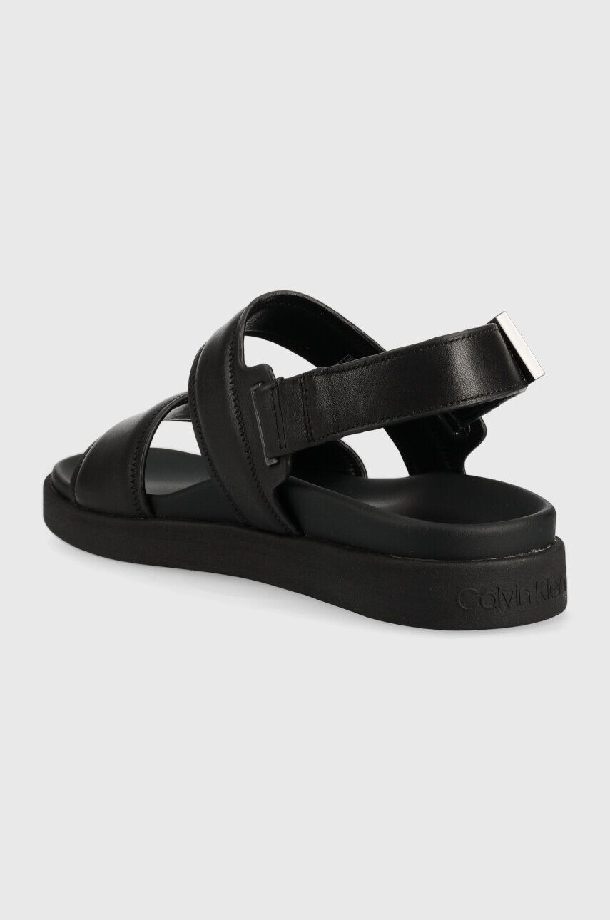 Calvin Klein Kožené sandále BACK STRAP SANDAL LTH pánske čierna farba HM0HM00946 - Pepit.sk