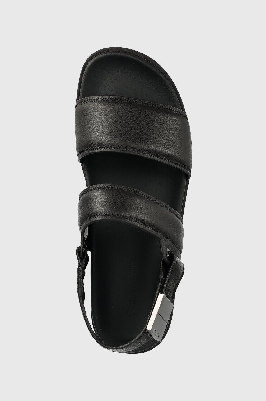 Calvin Klein Kožené sandále BACK STRAP SANDAL LTH pánske čierna farba HM0HM00946 - Pepit.sk