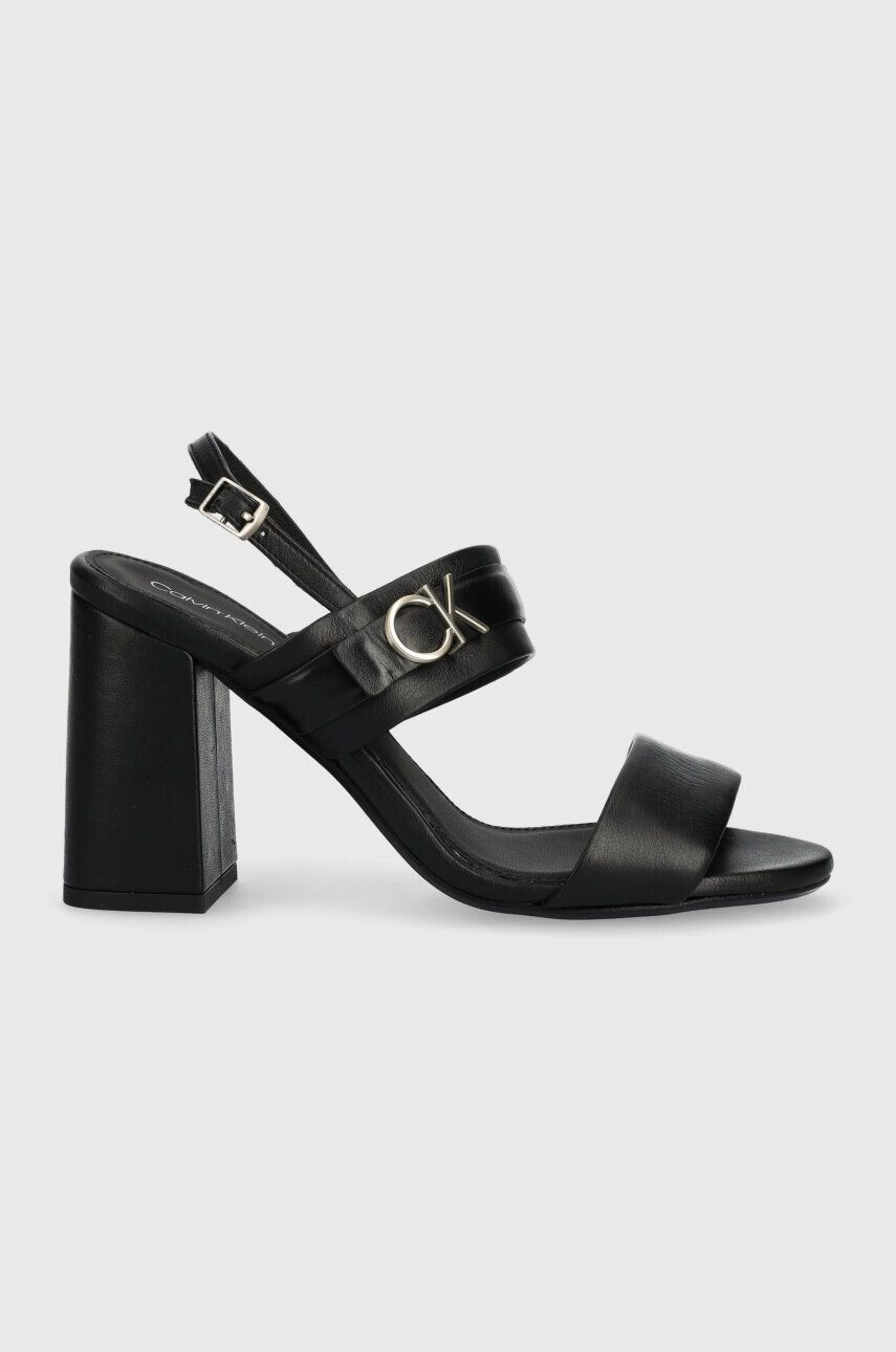 Calvin Klein Kožené sandále BLOCK HL SANDAL 85HH W/HW čierna farba HW0HW01486 - Pepit.sk