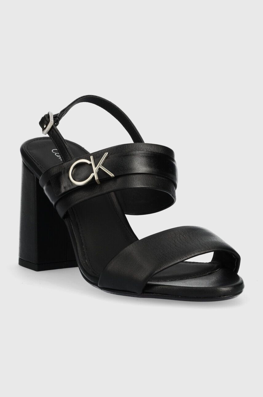 Calvin Klein Kožené sandále BLOCK HL SANDAL 85HH W/HW čierna farba HW0HW01486 - Pepit.sk