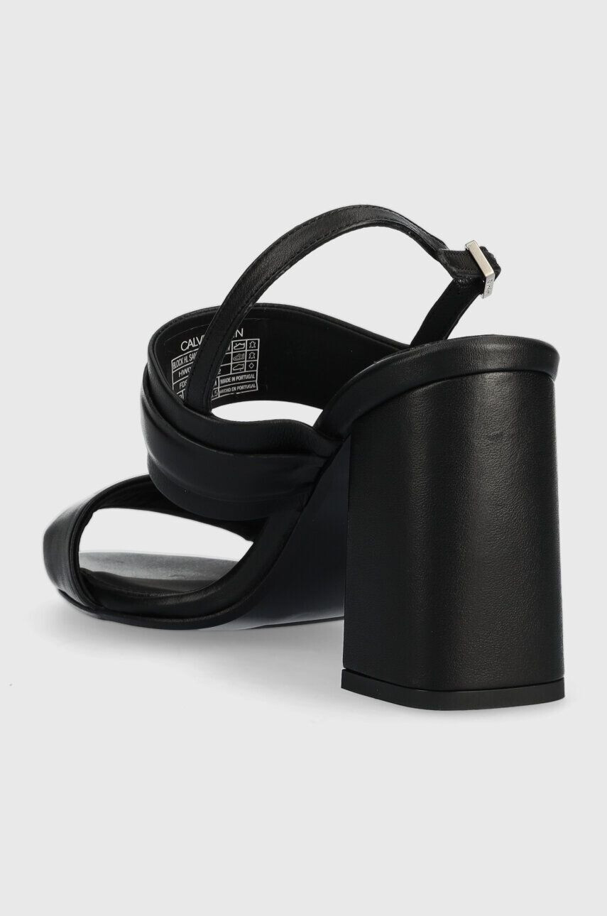 Calvin Klein Kožené sandále BLOCK HL SANDAL 85HH W/HW čierna farba HW0HW01486 - Pepit.sk