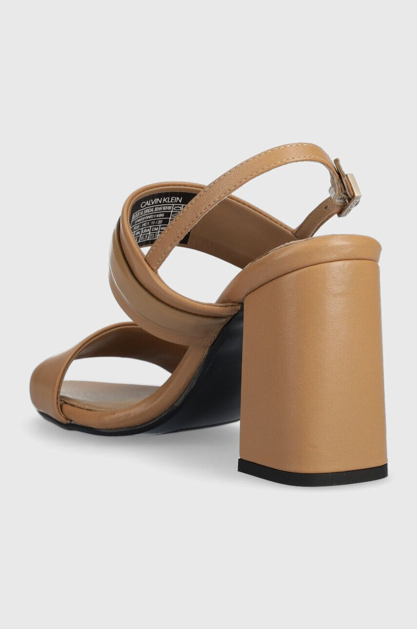 Calvin Klein Kožené sandále BLOCK HL SANDAL 85HH W/HW béžová farba HW0HW01486 - Pepit.sk