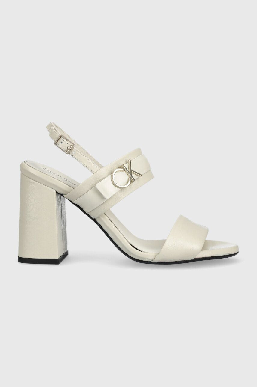 Calvin Klein Kožené sandále BLOCK HL SANDAL 85HH W/HW biela farba HW0HW01486 - Pepit.sk