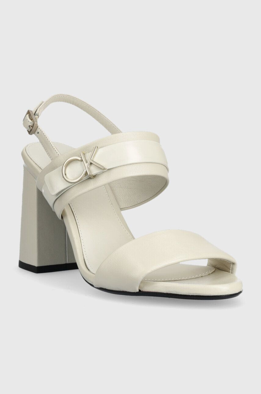 Calvin Klein Kožené sandále BLOCK HL SANDAL 85HH W/HW biela farba HW0HW01486 - Pepit.sk